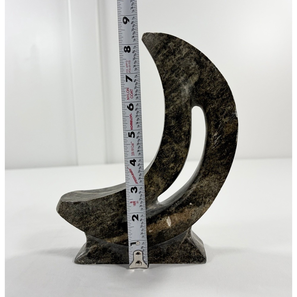 Mid-Century Modern Moon Sculpture 8" Abstract Crescent Stone Art Shelf Decor - Picture 7 of 9